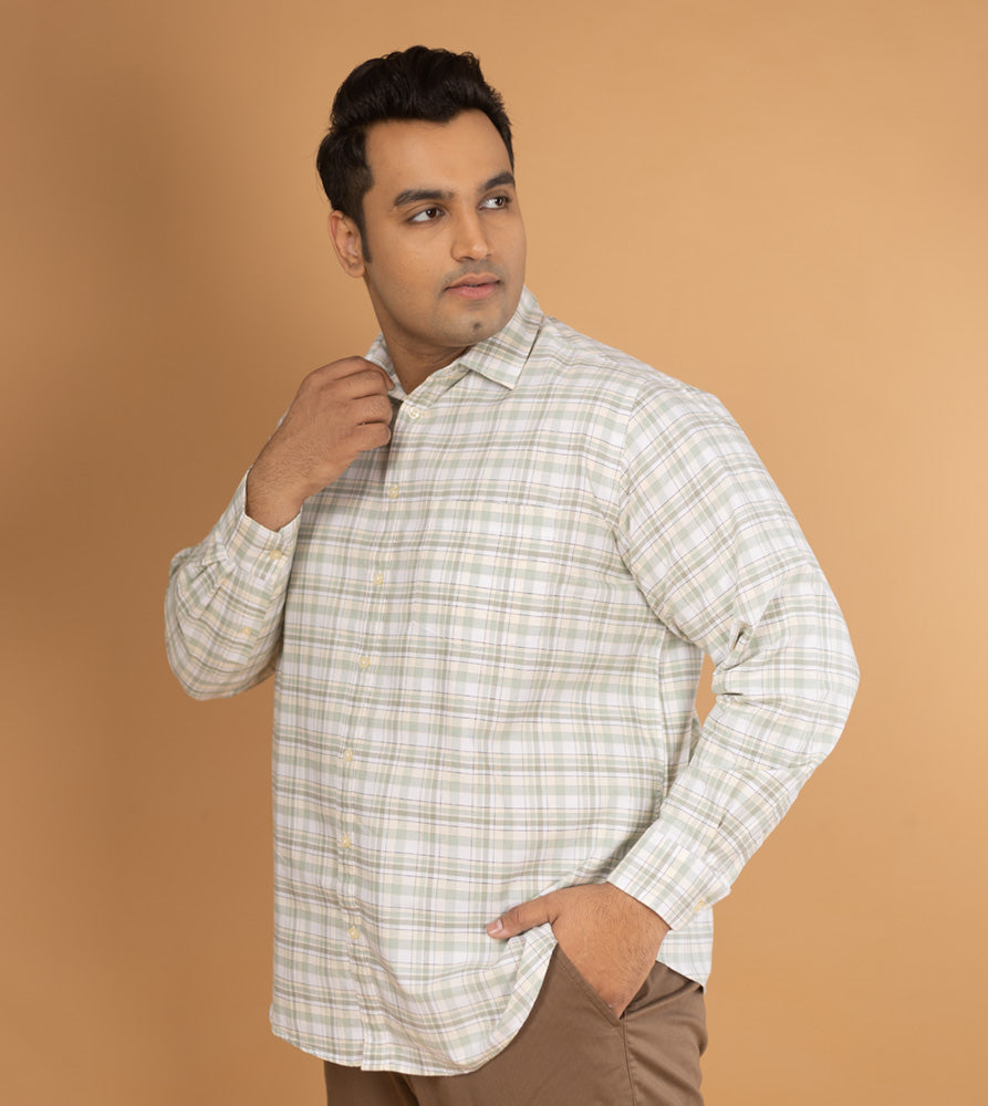 Plus Size Casual Shirt | 4XL - 10XL | 100% Cotton | Light Green