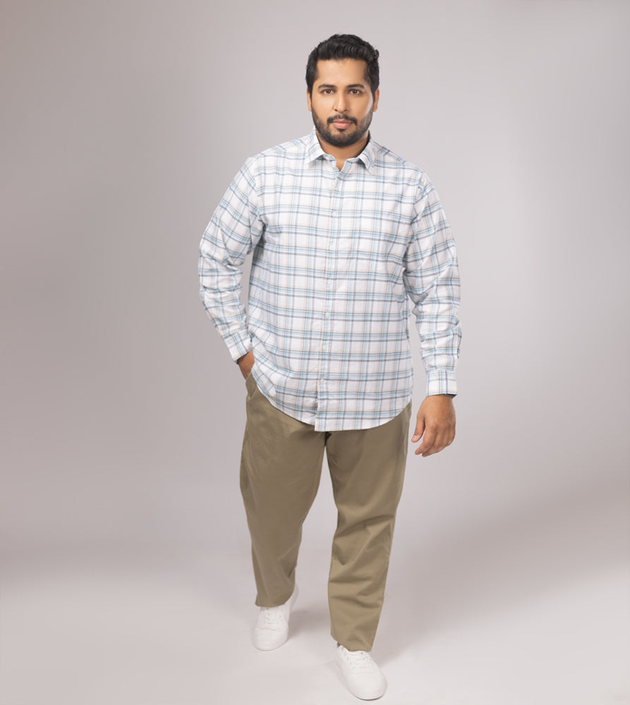 Plus Size Casual Shirt | 4XL - 10XL | 100% Cotton | White