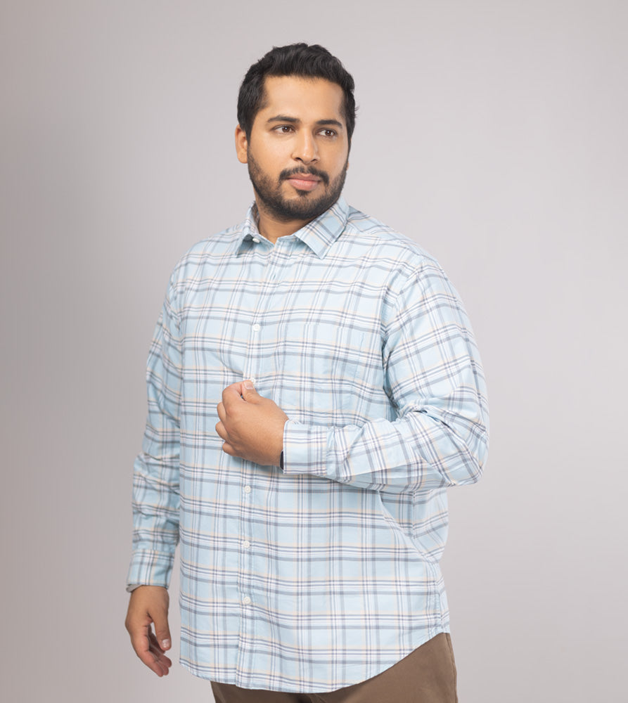 Plus Size Casual Shirt | 4XL - 10XL | 100% Cotton | Sky Blue