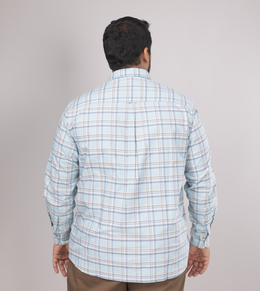 Plus Size Casual Shirt | 4XL - 10XL | 100% Cotton | Sky Blue