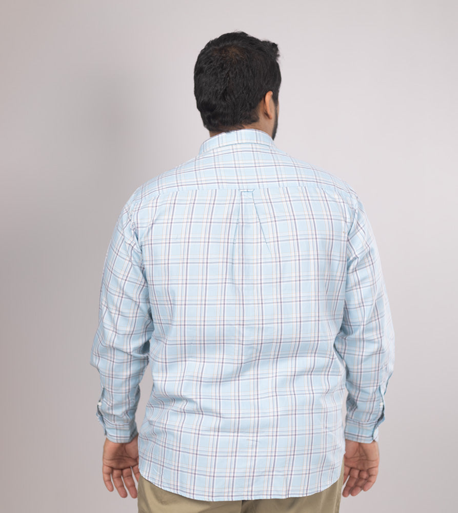 Plus Size Casual Shirt | 4XL - 10XL | 100% Cotton | Sky Blue