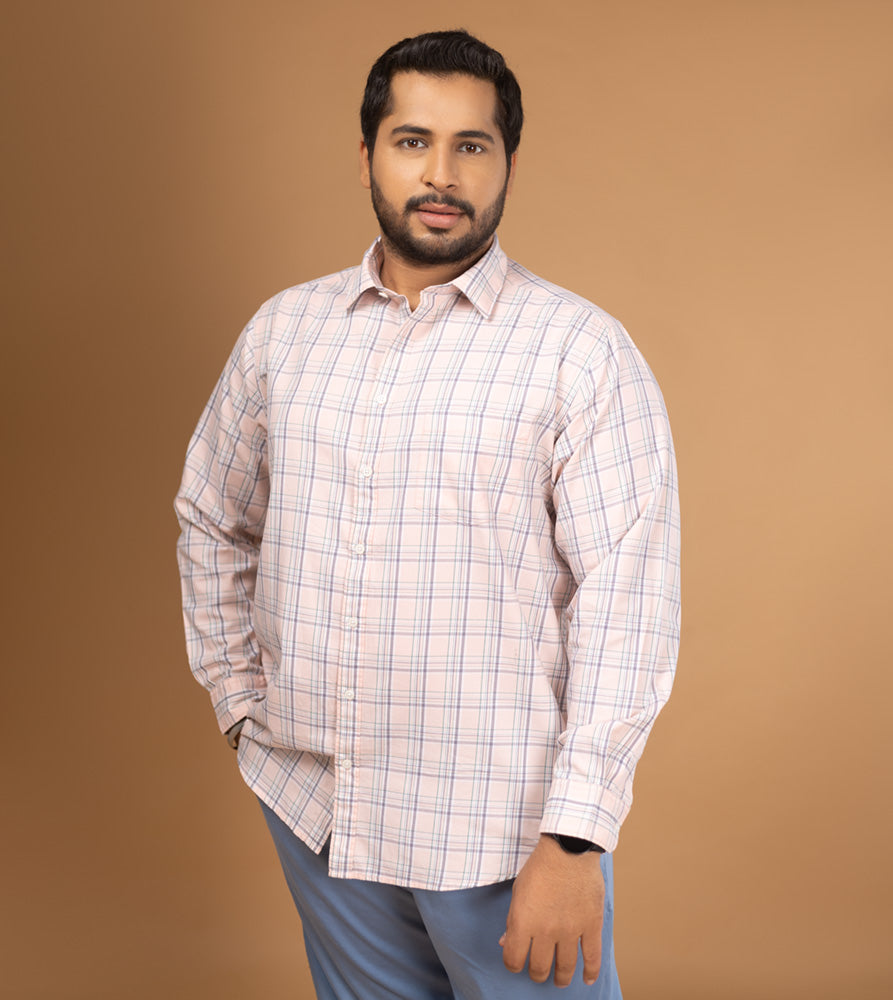 Plus Size Casual Shirt | 4XL - 10XL | 100% Cotton | Pink