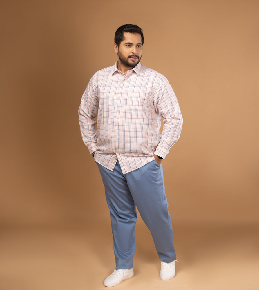 Plus Size Casual Shirt | 4XL - 10XL | 100% Cotton | Pink