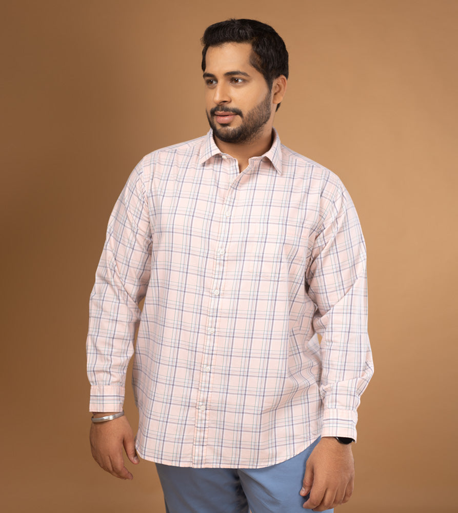 Plus Size Casual Shirt | 4XL - 10XL | 100% Cotton | Pink