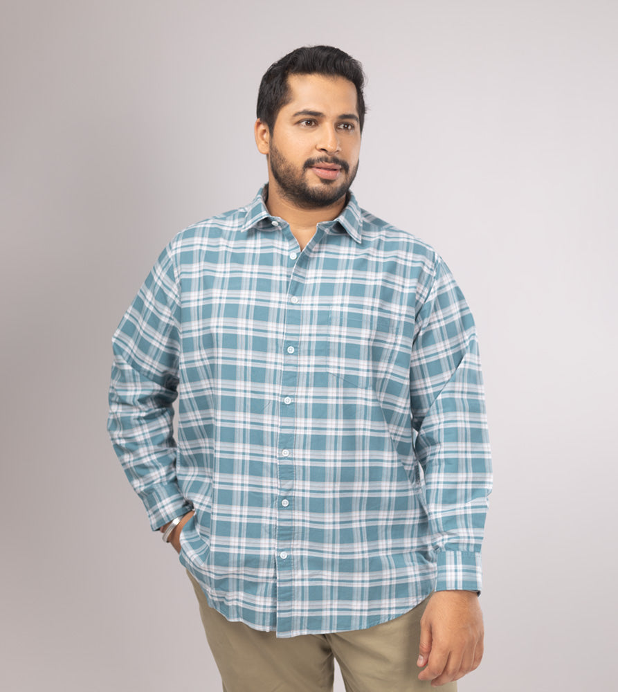 Plus Size Casual Shirt | 4XL - 10XL | 100% Cotton | Teal