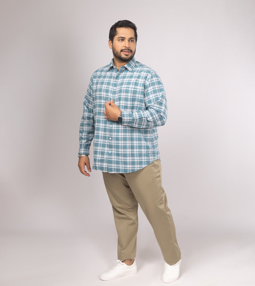 Plus Size Casual Shirt | 4XL - 10XL | 100% Cotton | Teal