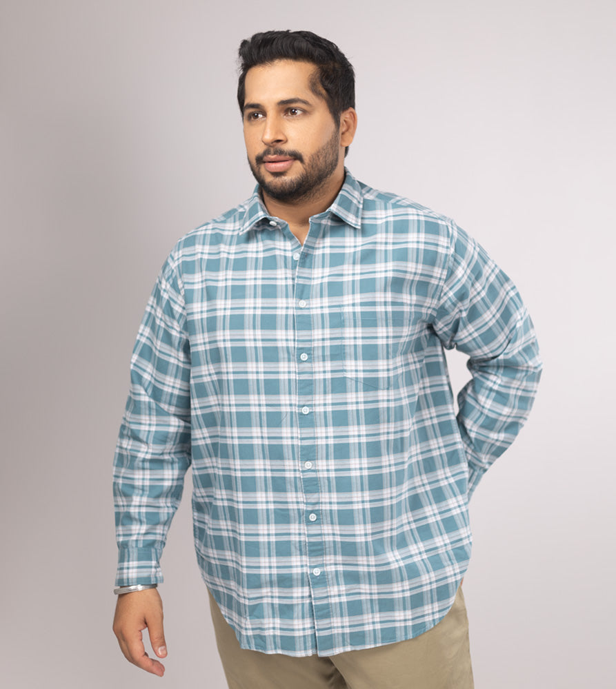Plus Size Casual Shirt | 4XL - 10XL | 100% Cotton | Teal
