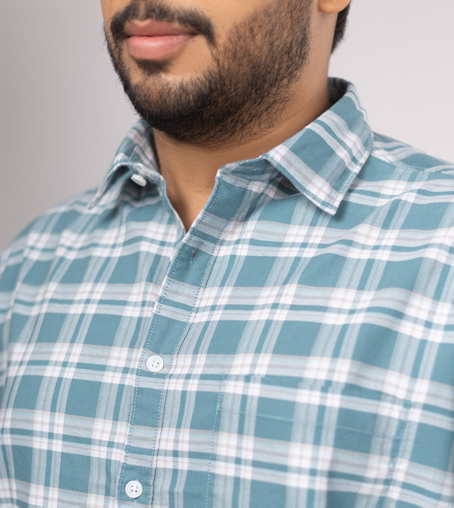 Plus Size Casual Shirt | 4XL - 10XL | 100% Cotton | Teal