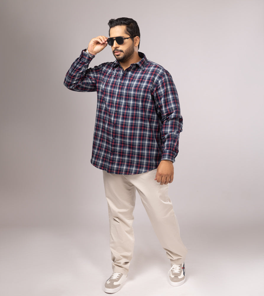 Plus Size Casual Shirt | 4XL - 10XL | 100% Cotton | Red
