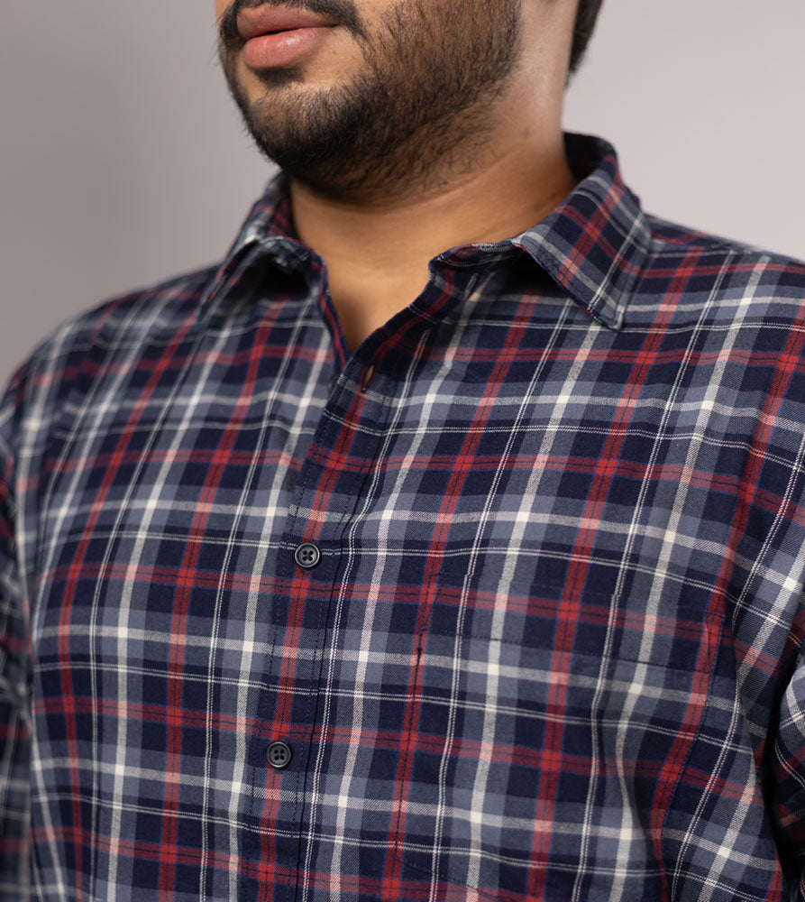 Plus Size Casual Shirt | 4XL - 10XL | 100% Cotton | Red