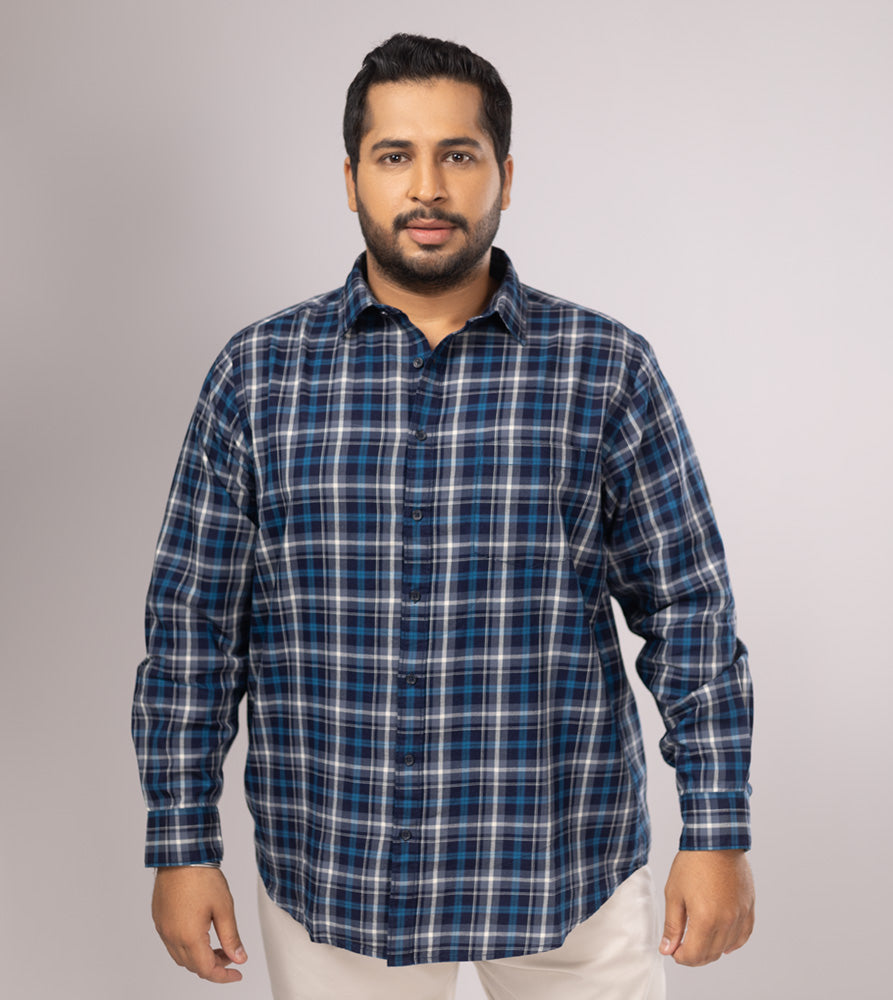 Plus Size Casual Shirt | 4XL - 10XL | 100% Cotton | Blue