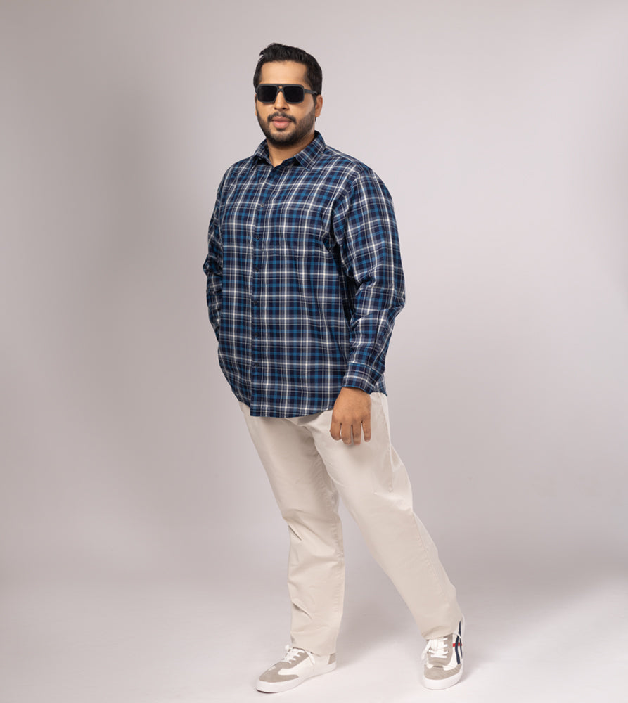 Plus Size Casual Shirt | 4XL - 10XL | 100% Cotton | Blue