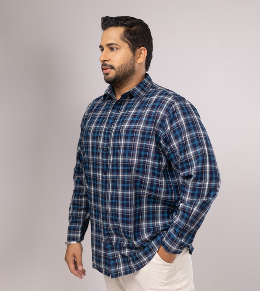 Plus Size Casual Shirt | 4XL - 10XL | 100% Cotton | Blue