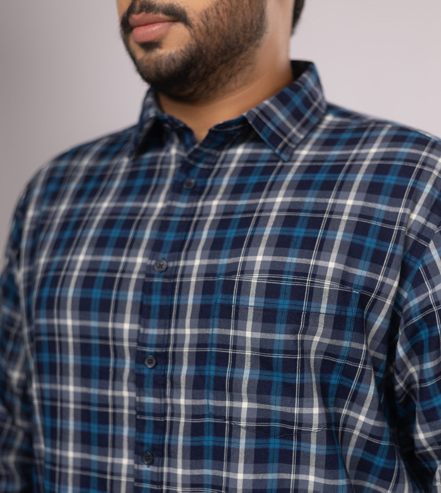 Plus Size Casual Shirt | 4XL - 10XL | 100% Cotton | Blue