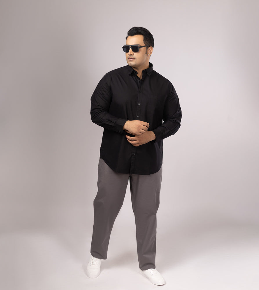 Plus Size Casual Shirt | 4XL - 10XL | 100% Cotton | Black