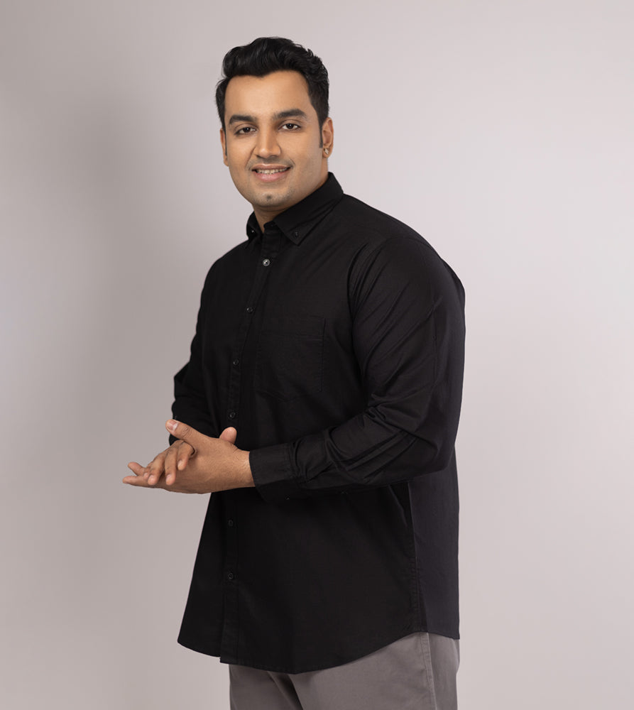 Plus Size Casual Shirt | 4XL - 10XL | 100% Cotton | Black