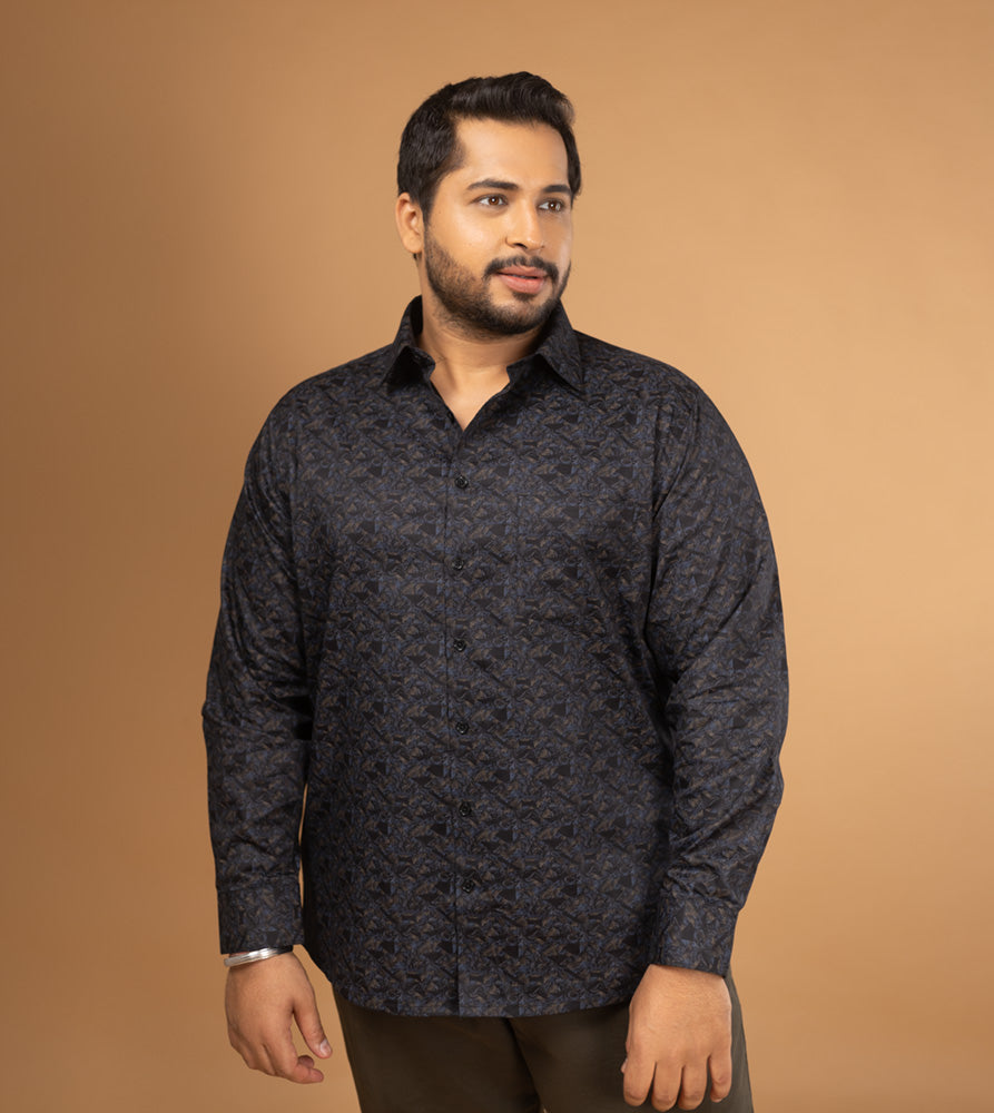 Sizeupp | Plus Size  Evening Shirt For Men | 4XL - 9XL | 100% Cotton | Print | Black