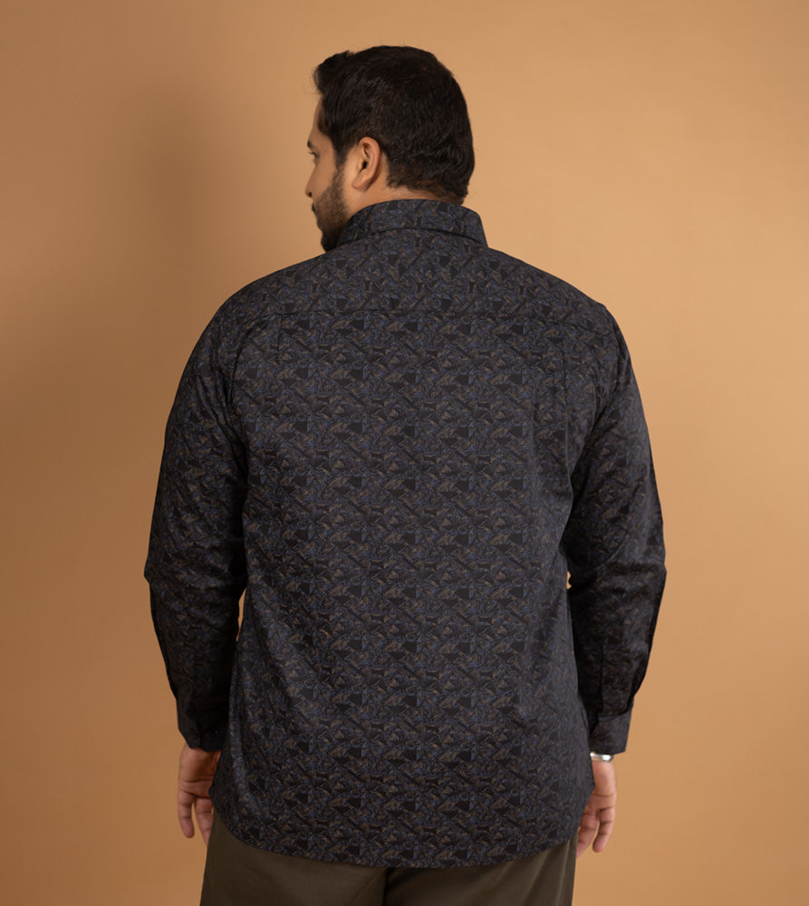 Sizeupp | Plus Size  Evening Shirt For Men | 4XL - 9XL | 100% Cotton | Print | Black