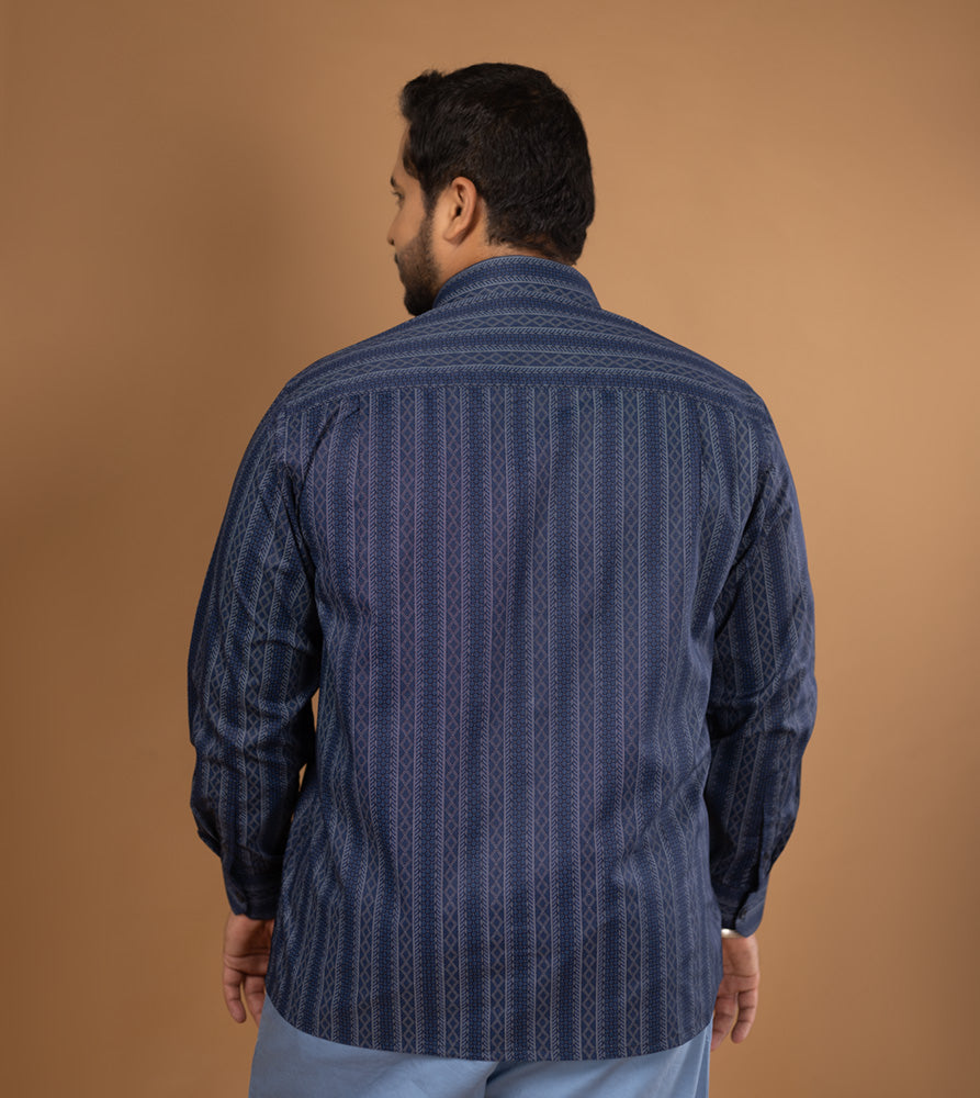 Sizeupp | Plus Size  Evening Shirt For Men | 4XL - 9XL | 100% Cotton | Print | Navy