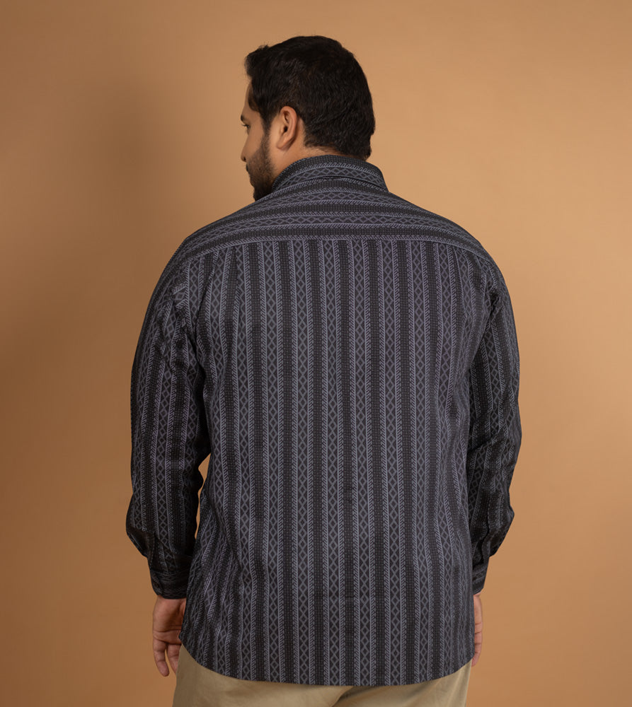 Sizeupp | Plus Size  Evening Shirt For Men | 4XL - 9XL | 100% Cotton | Print | Black