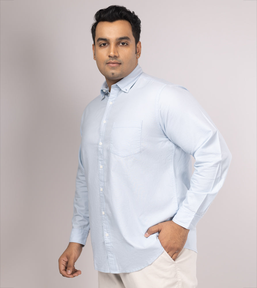 Plus Size Casual Shirt | 4XL - 10XL | 100% Cotton | Sky Blue