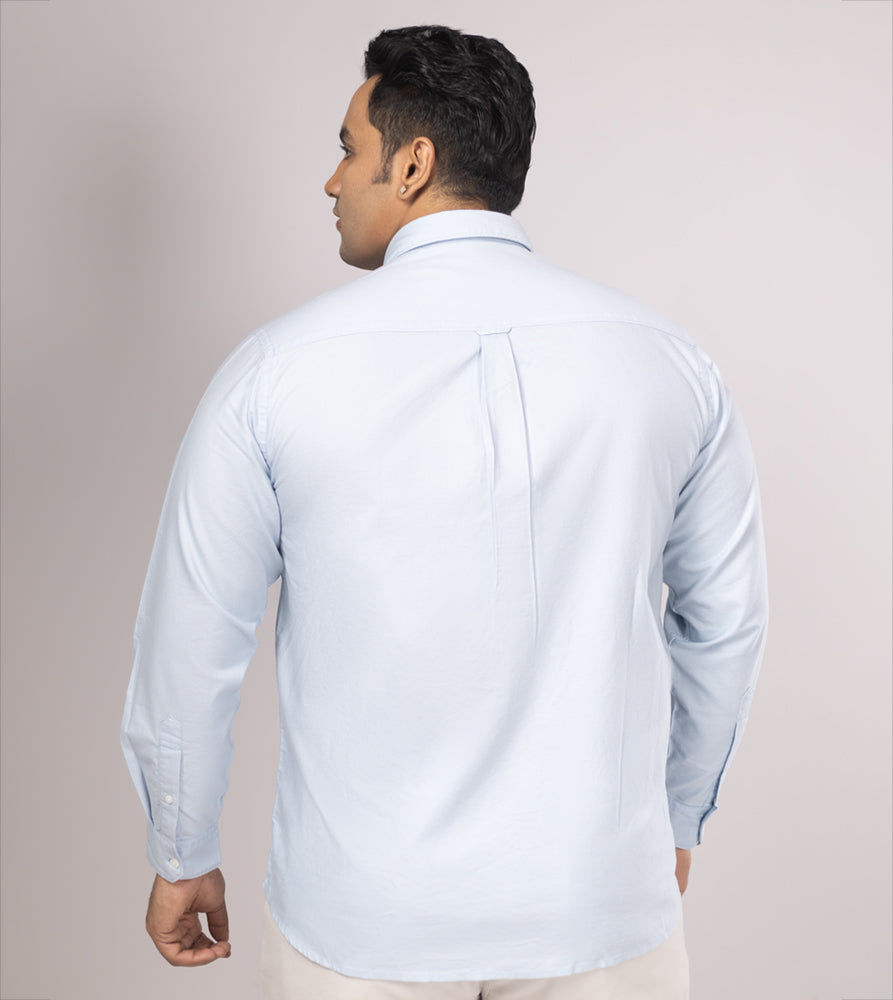 Plus Size Casual Shirt | 4XL - 10XL | 100% Cotton | Sky Blue