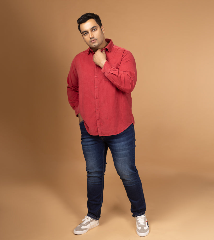 Plus Size Casual Shirt | 4XL - 10XL | 100% Cotton | Dark Pink