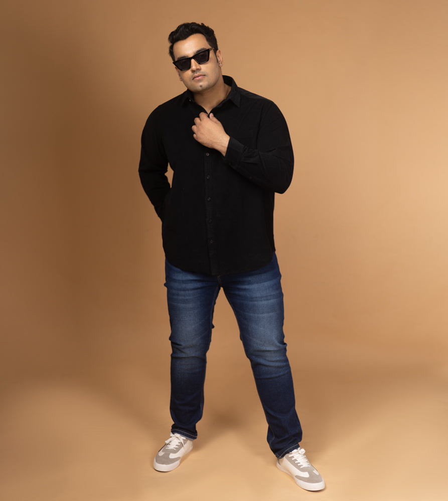 Plus Size Casual Shirt | 4XL - 10XL | 100% Cotton | Black