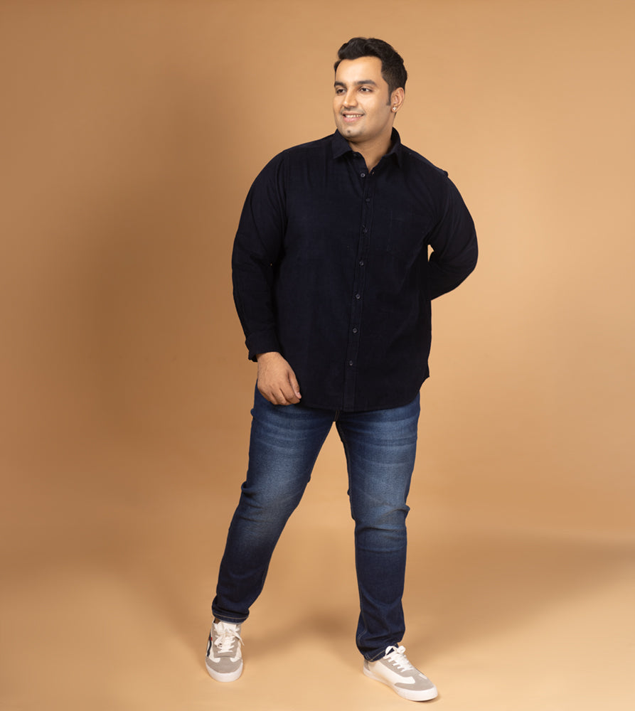 Plus Size Casual Shirt | 4XL - 10XL | 100% Cotton | Navy