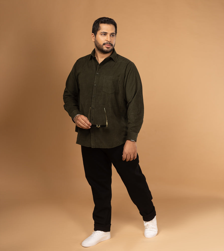 Plus Size Casual Shirt | 4XL - 10XL | 100% Cotton | Dark Green