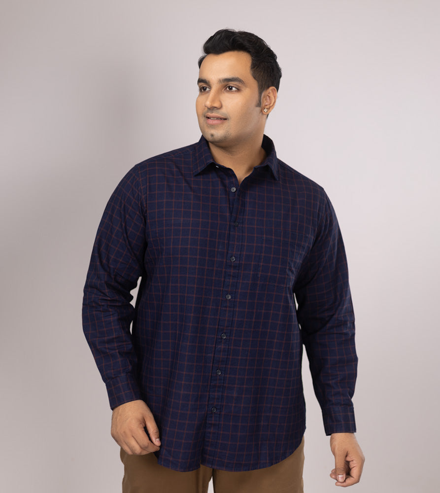 Plus Size Casual Shirt | 4XL - 10XL | 100% Cotton | Navy
