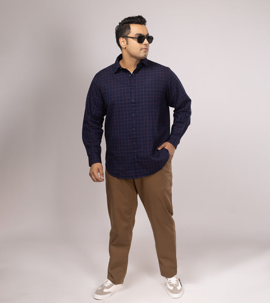 Plus Size Casual Shirt | 4XL - 10XL | 100% Cotton | Navy