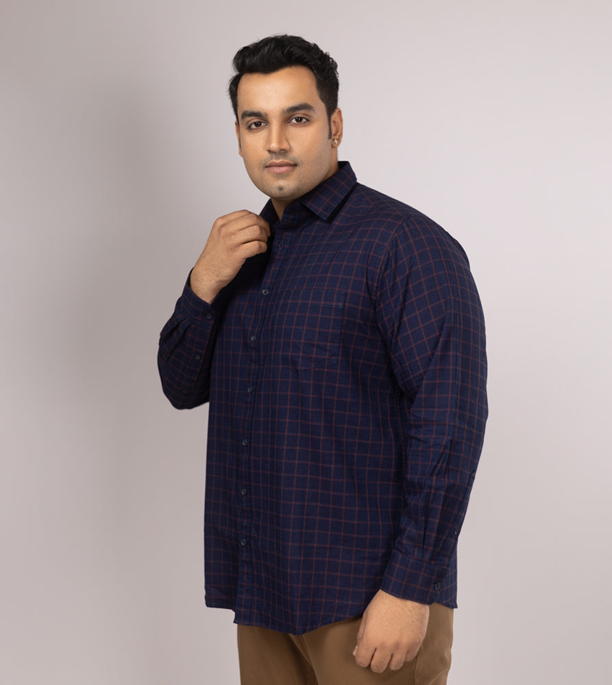 Plus Size Casual Shirt | 4XL - 10XL | 100% Cotton | Navy