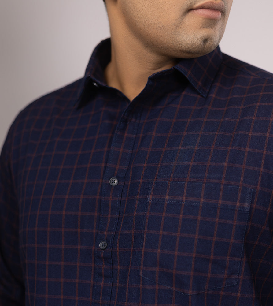 Plus Size Casual Shirt | 4XL - 10XL | 100% Cotton | Navy
