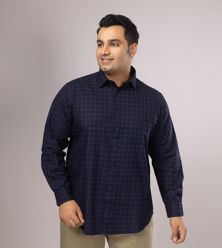 Plus Size Casual Shirt | 4XL - 10XL | 100% Cotton | Indigo