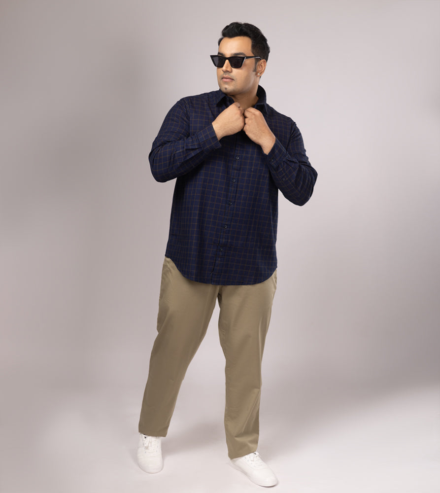 Plus Size Casual Shirt | 4XL - 10XL | 100% Cotton | Indigo