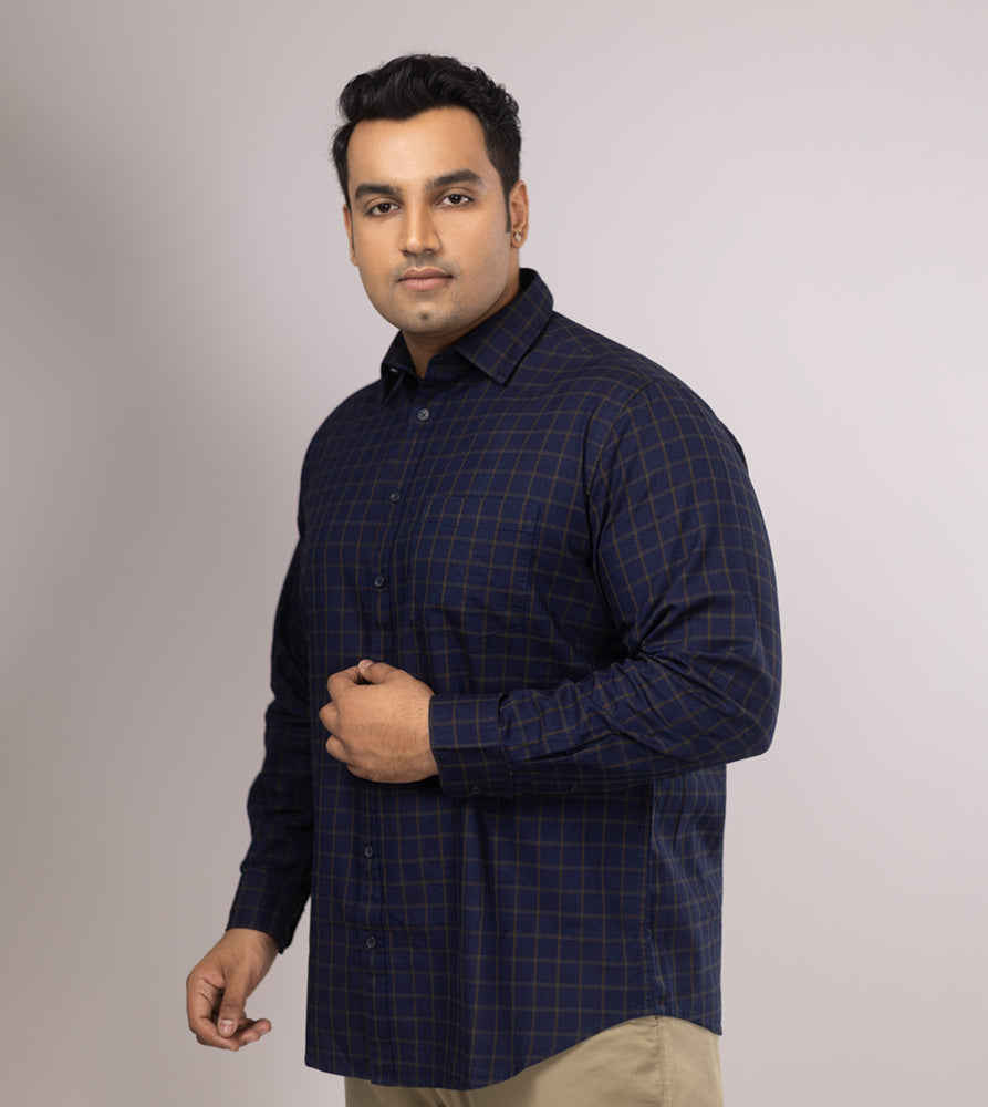 Plus Size Casual Shirt | 4XL - 10XL | 100% Cotton | Indigo