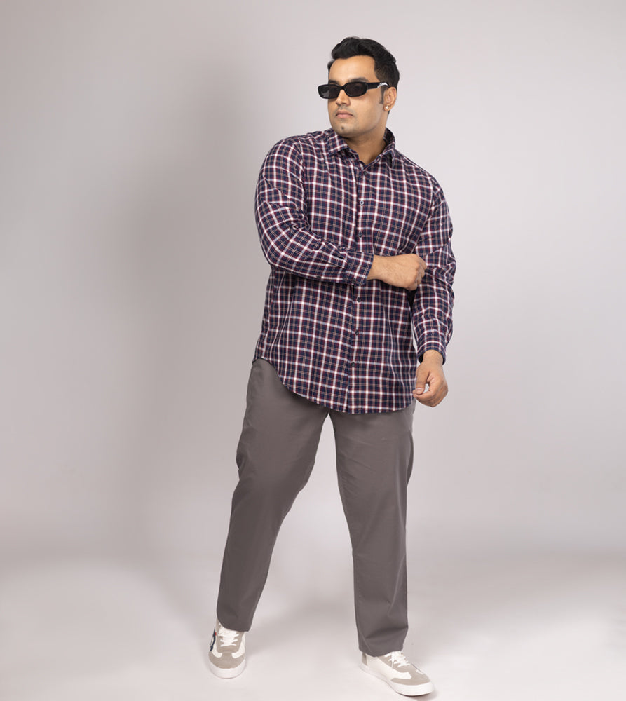 Plus Size Casual Shirt | 4XL - 10XL | 100% Cotton | Navy