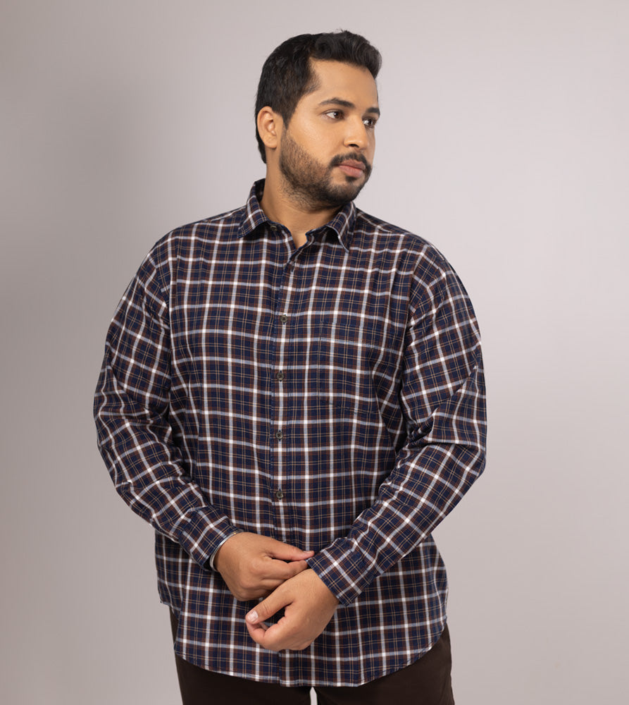 Plus Size Casual Shirt | 4XL - 10XL | 100% Cotton | Indigo