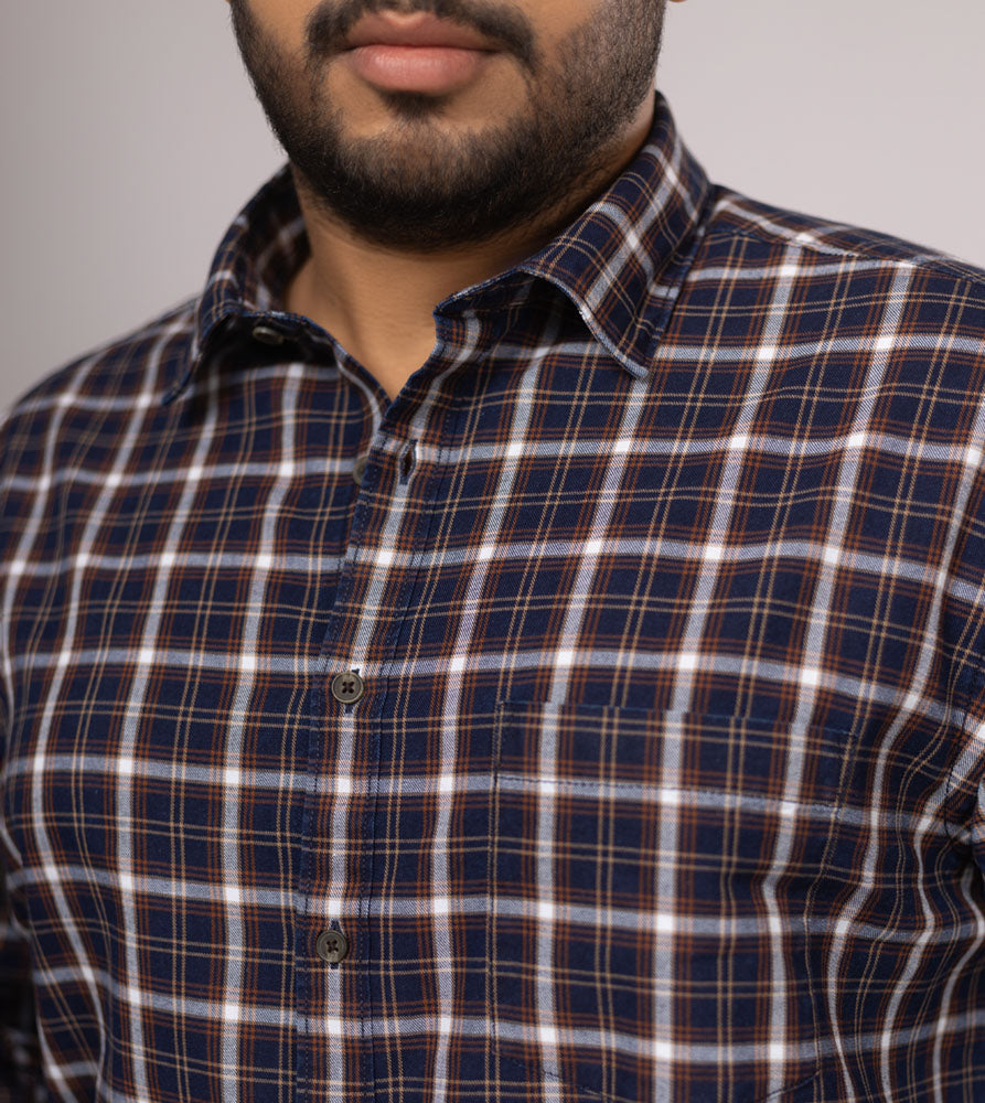 Plus Size Casual Shirt | 4XL - 10XL | 100% Cotton | Indigo