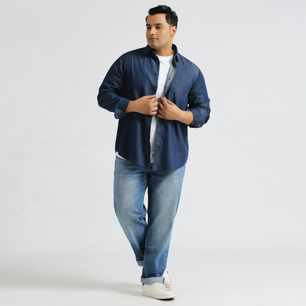Plus Size Casual Shirt | 4XL - 10XL | 100% Cotton | Blue