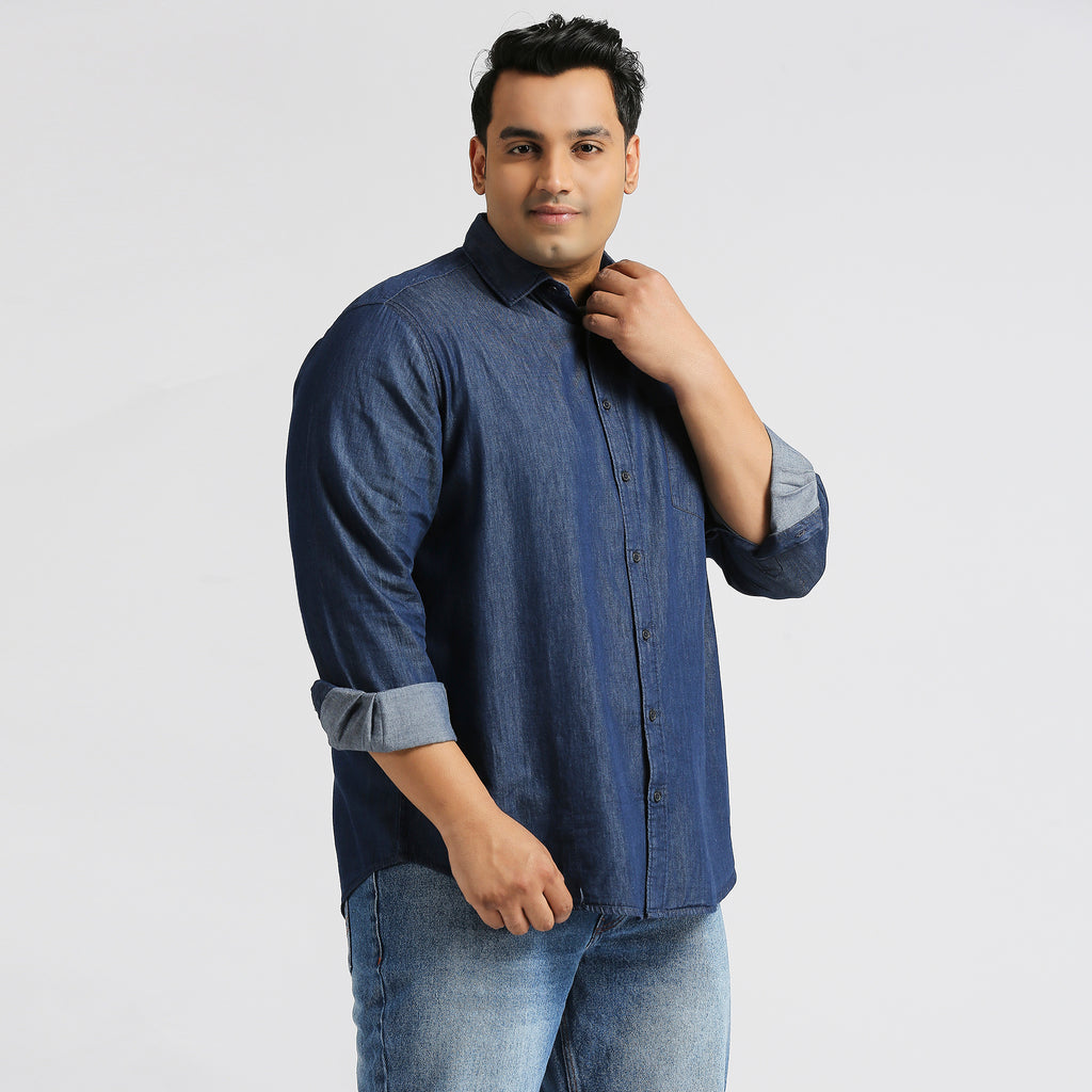 Plus Size Casual Shirt | 4XL - 10XL | 100% Cotton | Blue