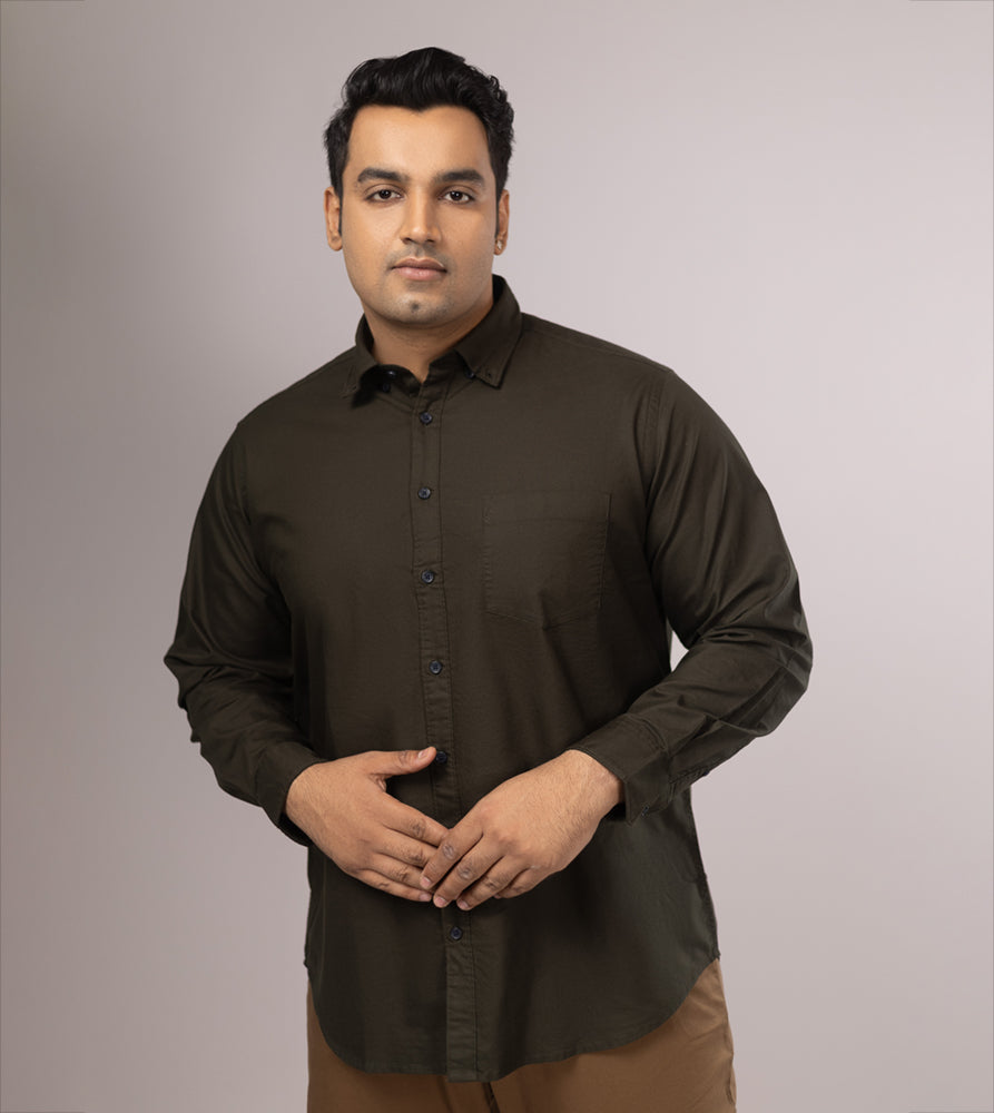 Plus Size Casual Shirt | 4XL - 10XL | 100% Cotton | Dark Green