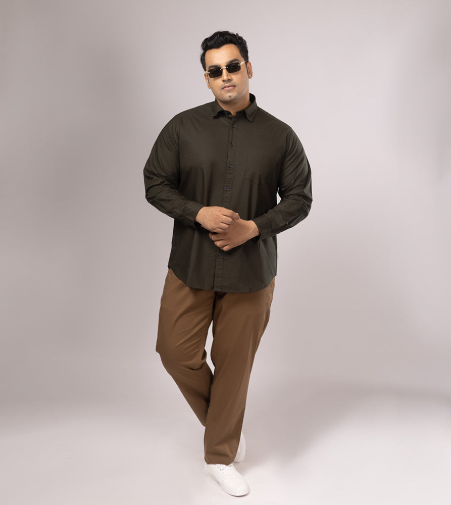 Plus Size Casual Shirt | 4XL - 10XL | 100% Cotton | Dark Green
