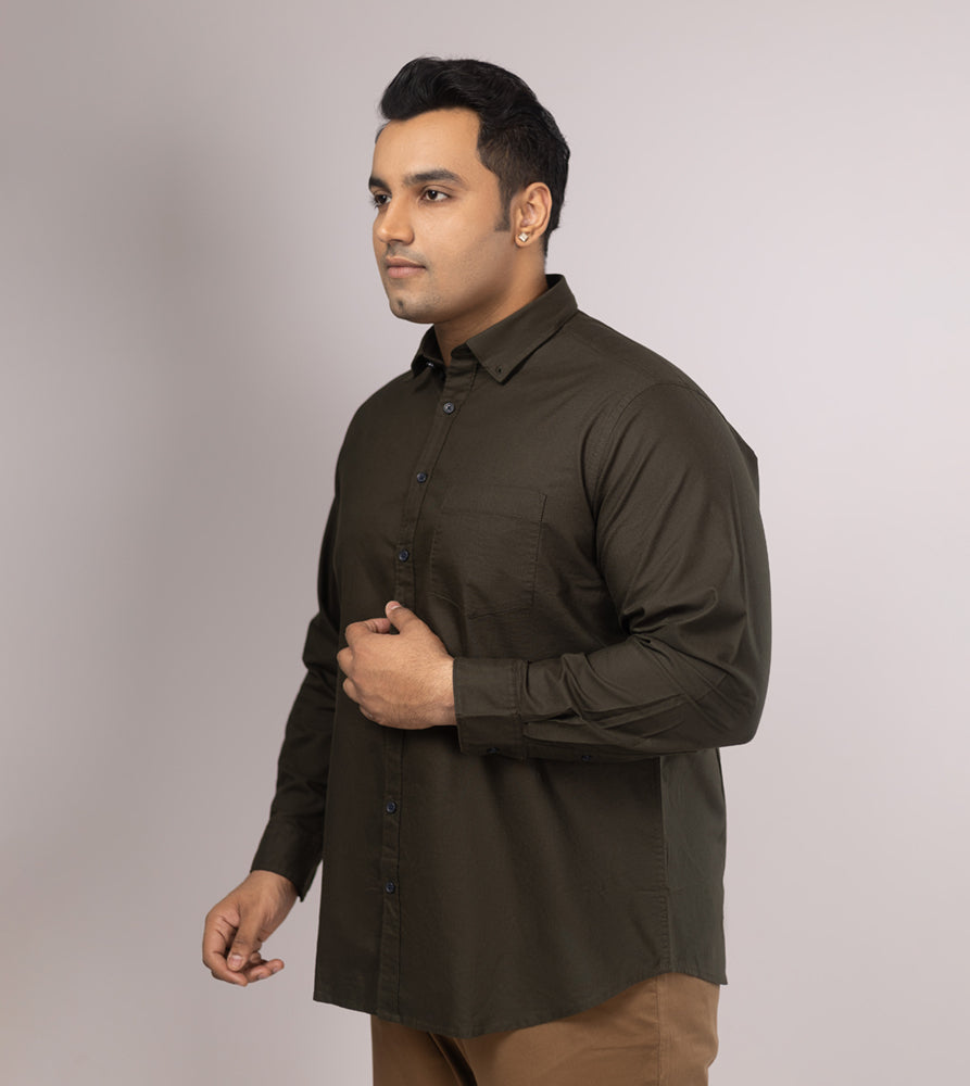 Plus Size Casual Shirt | 4XL - 10XL | 100% Cotton | Dark Green