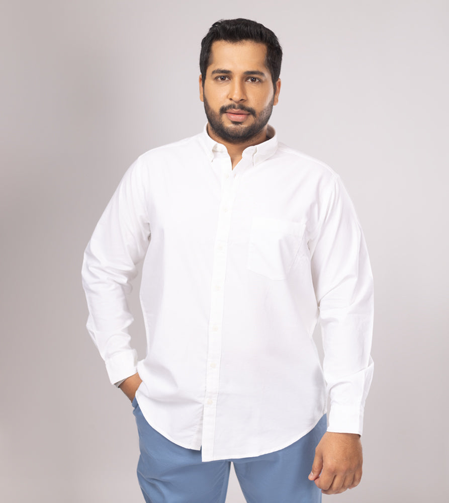 Plus Size Casual Shirt | 4XL-10XL | 100% Cotton | White