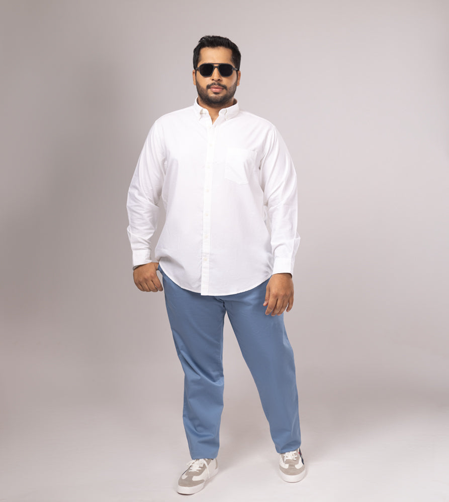 Plus Size Casual Shirt | 4XL-10XL | 100% Cotton | White