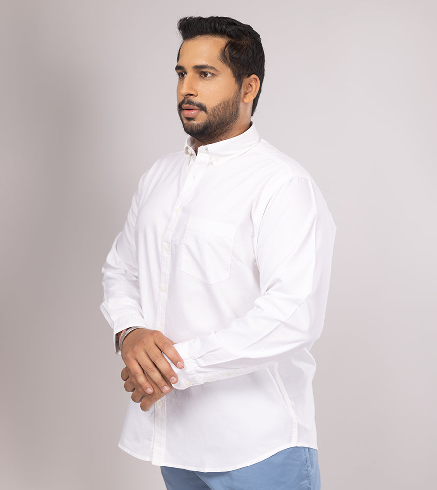 Plus Size Casual Shirt | 4XL-10XL | 100% Cotton | White