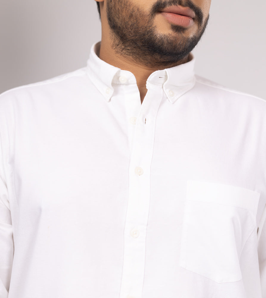 Plus Size Casual Shirt | 4XL-10XL | 100% Cotton | White
