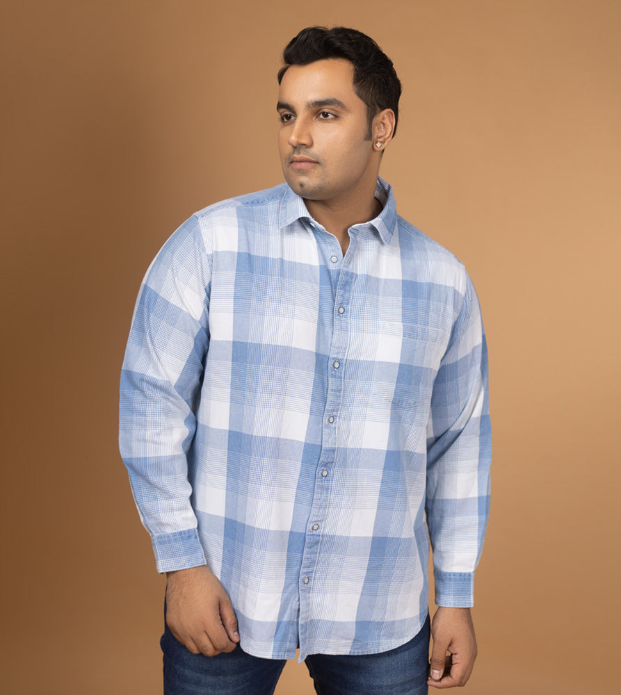 Plus Size Casual Shirt | 4XL - 10XL | 100% Cotton | Light Blue